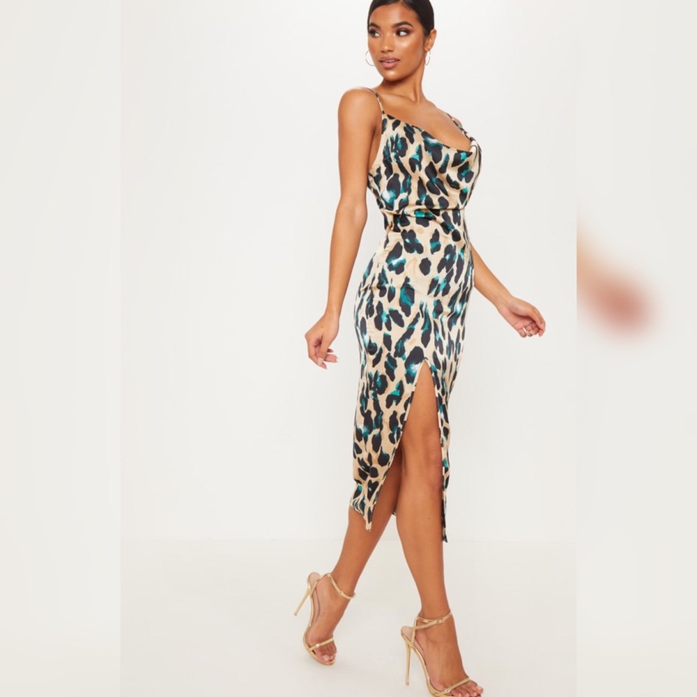 PLT Leopard print brunch midi dress